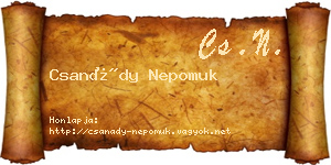 Csanády Nepomuk névjegykártya